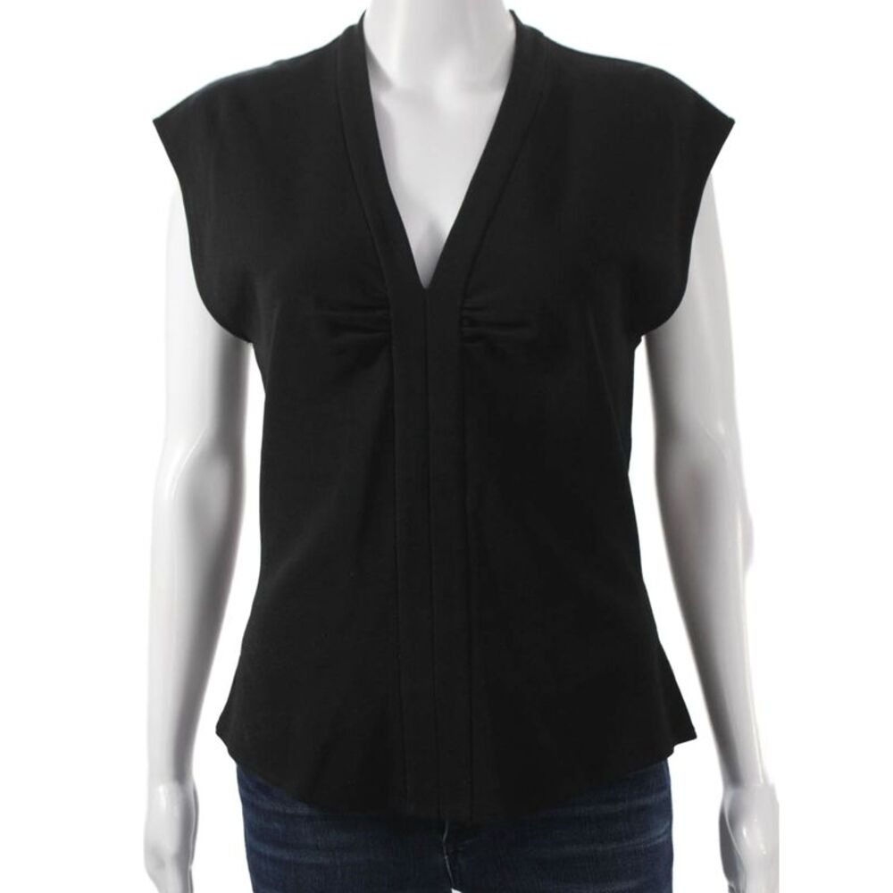 Charles Chang-Lima Women Black Viscose V-Neck Sleeveless Blouse Size 8